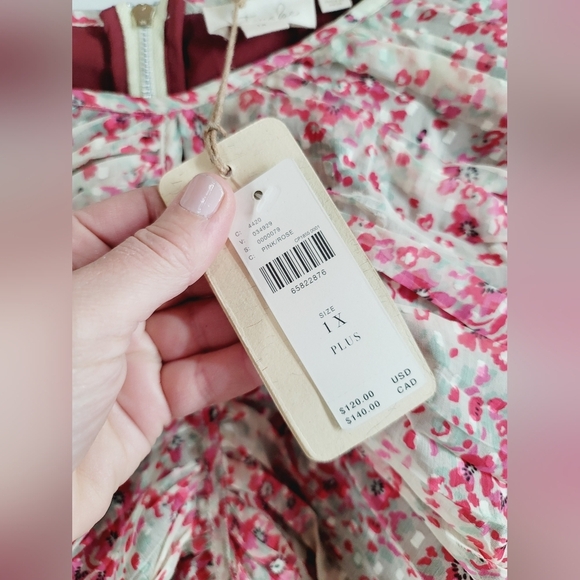 NWT Anthropologie LetMeBe Ruched Floral Blouse, Top 1X - Picture 3 of 7